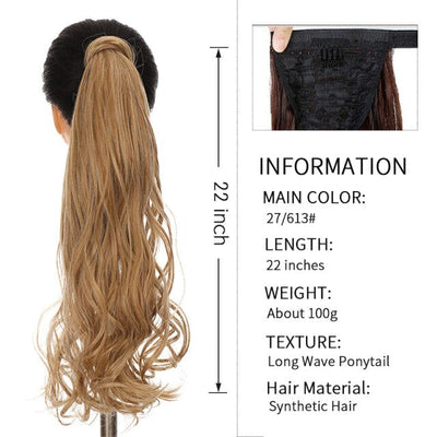 Xnaira Long Syntheti Straigight Wrap Around  Ponytail Fake Hair Pony Tail For Women Clip In Hair Extension High Temperture Fiber