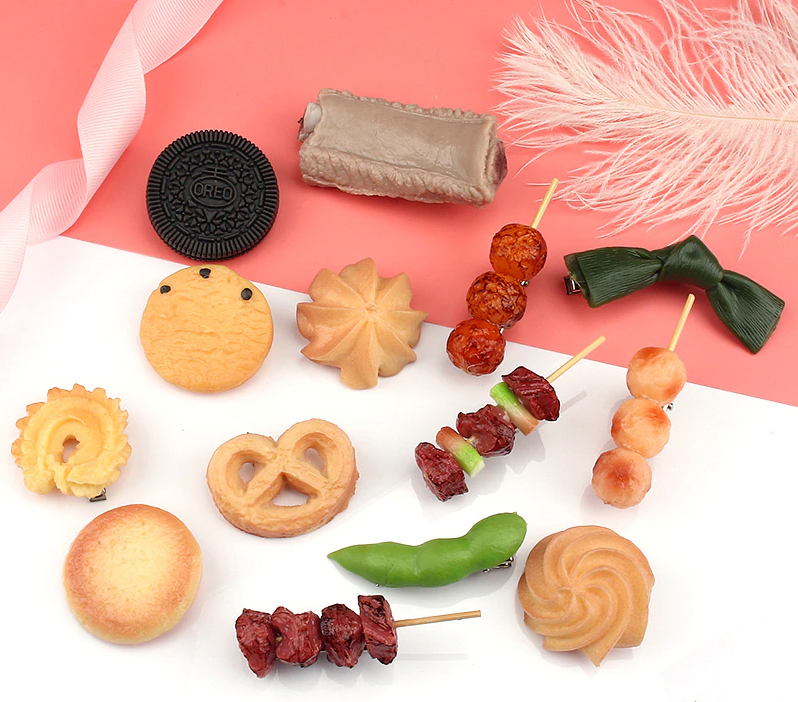 Cute Skewers Hairpins Simulation Food Hair Clip Hair Accessories Barbecue Ribs Side Clip Girls Funny Biscuit Barrettes Headwear