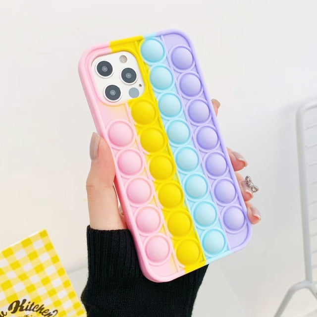 Funny Release Stress Phone Cases For iPhone Decompression Bubble Toy Soft Silicon Cover