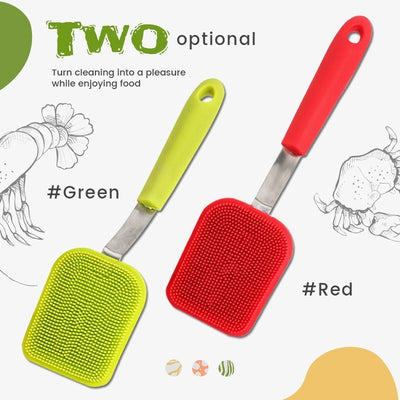 【Easy to clean】Silicone Pot Brush Kitchen Gadgets Hangable Multipurpose Brush Dish Brush Handle Pot Washer Brush Kitchen Clean Tools