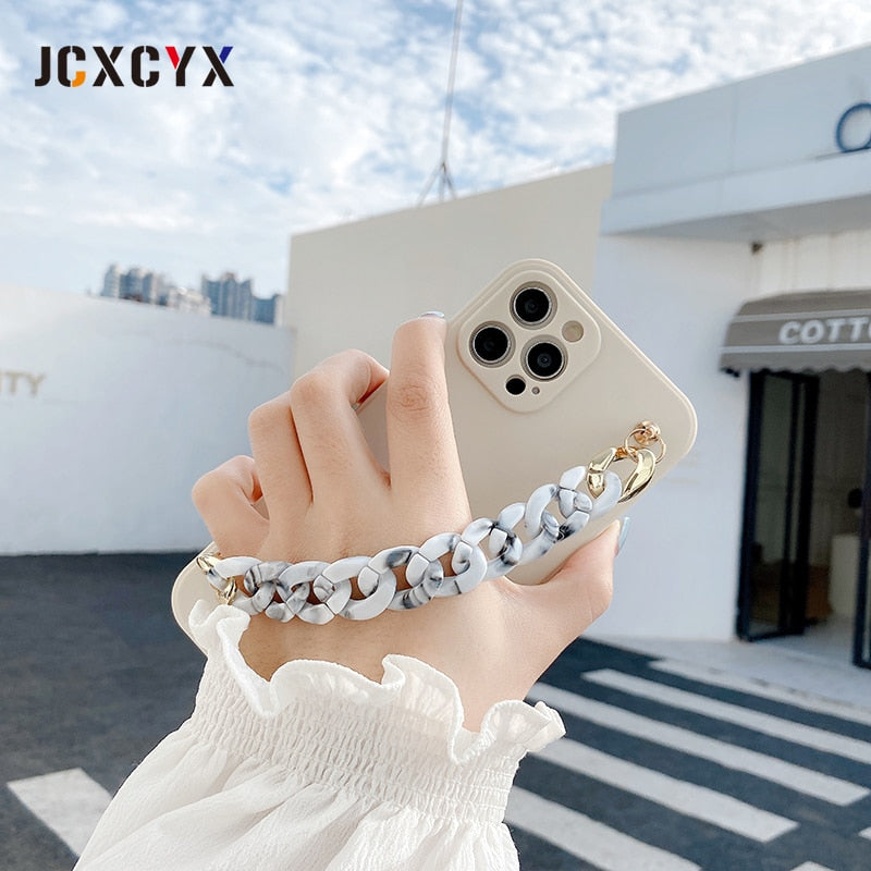 Korea luxury marble bracelet wrist chain soft phone case for iphone 13 12 Pro Max MiNi 11 Pro Max XR X XS Max 7 8 plus 6S SE 20