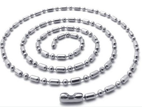 DELUXE STAINLESS STEEL BALL CHAIN SILVER NECKLACE