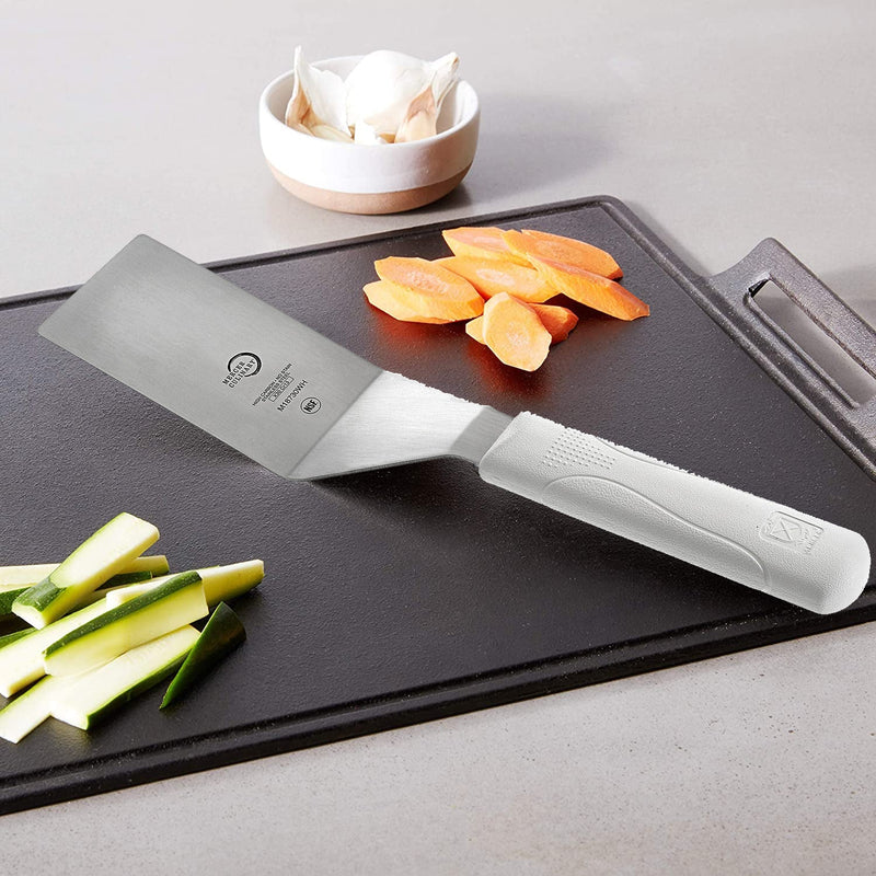 Mercer Culinary M18730WH Millennia 4" x 2 1/2" Square Edge Turner with White Handle