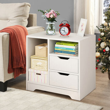 Side Table Drawers Nightstand Storage Cabinet