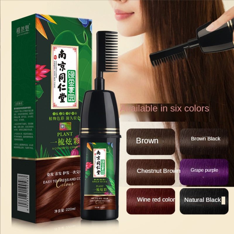 220ml Tongrentang Green Gold Home Garden Plant Color One Wash and One Comb Color Hair Dye Free shipping