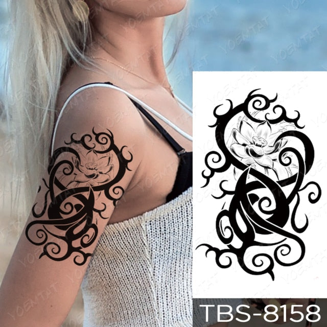 Waterproof Temporary Tattoo Sticker Chest Lace Henna Mandala Flash Tattoos Wolf Diamond Flower Body Art Arm Fake Tatoo Women Men