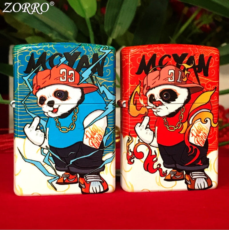 Vulcan Cool panda Dumb paint color printing Kerosene gasoline petroleum oil cigarette lighter Retro Personality Smoking igniter