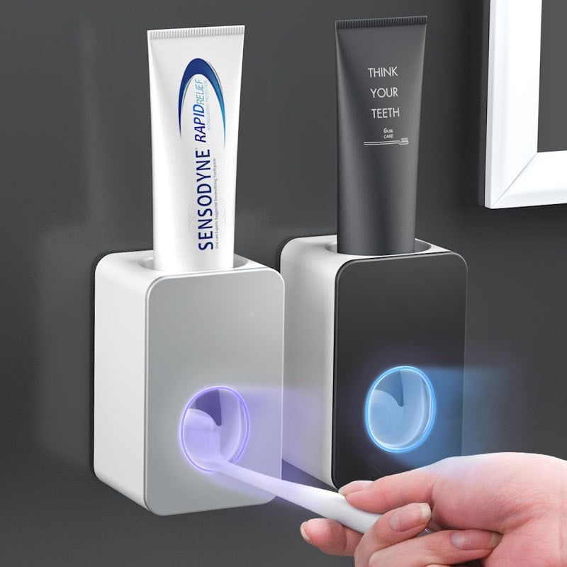 Toothpaste Dispenser Wall-Mounted Automatic Toothpaste Squeezer Toothpaste Holder For  Hole-Free Wall Hanging