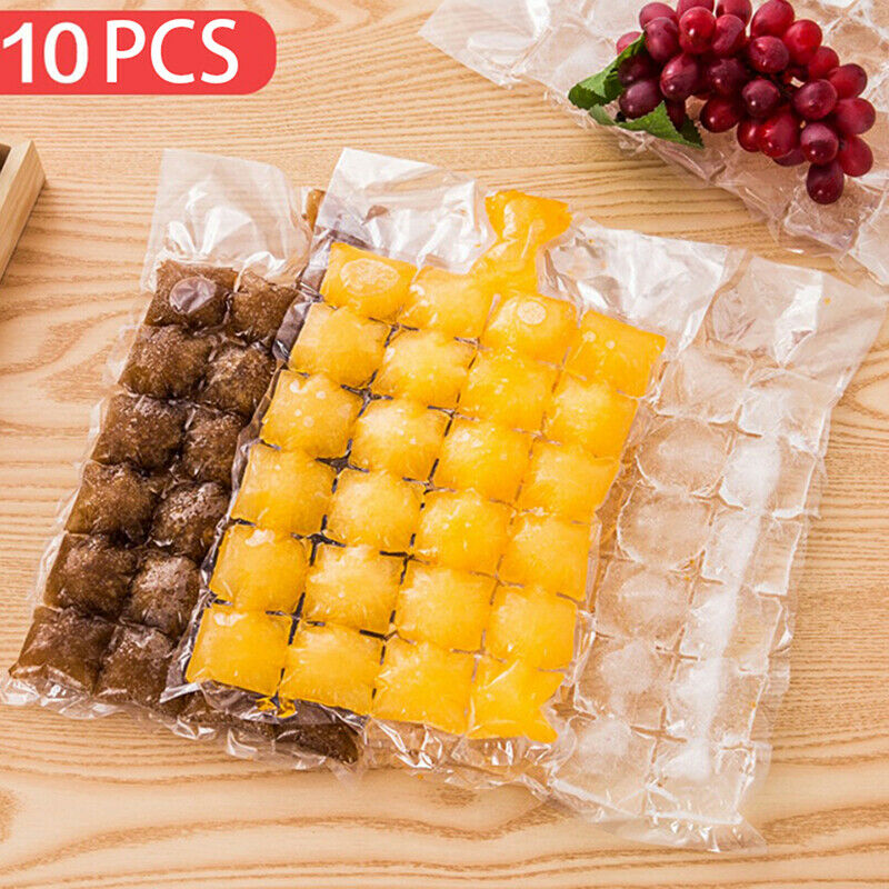 10Pcs 24 Grids Disposable Ice-making Bags Frozen Ice Cube Tray Mold Self Seal xJ