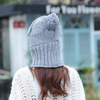 Winter knitted Beanies Hats Women Thick Warm Beanie Skullies Hat Female balaclava Bonnet Beanie Caps Outdoor Riding Sets