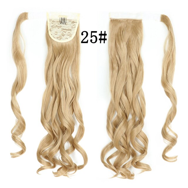 XQHAIR 22 Inch Ponytail Synthetic Hair Extension Long Wavy Wig with Clip Brown Blonde Black Ponytail High Temperature Resistant