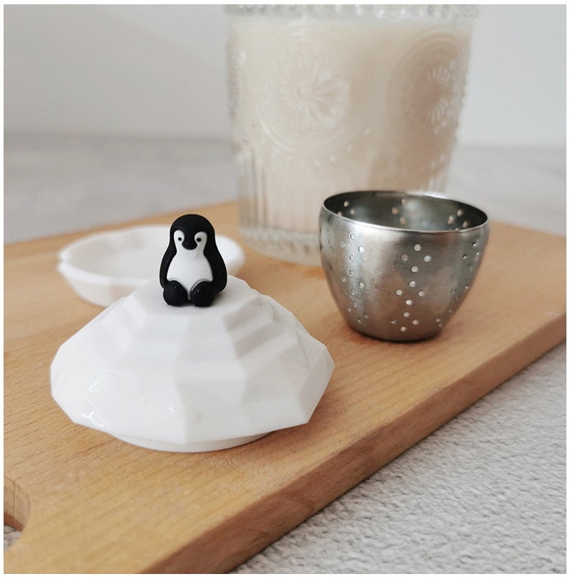 Floating Penguin Reusable Silicone Tea Infuser Creative Cut Cat Tea Strainer Leaf Herbal Spice Filter Strainers Reusable Filter Tea Set Coffee Filter Diffuser