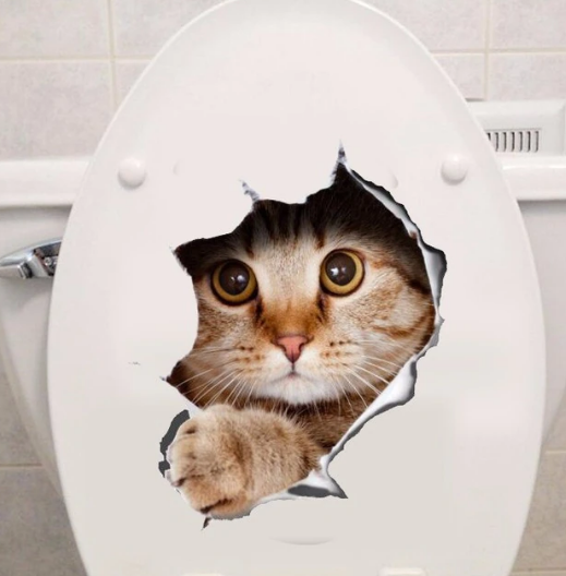 Cats 3D  Toilet Sticker Dogs Wall Stickers