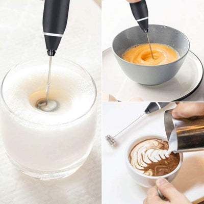 【HOT SALE】Portable Mini Electric Hand-held Handle Coffee Foaming Milk Frother Whisk Cream Mixer Latté Juice Blender Kitchen Tools Creative Egg Scrambler Eggs Mixing Maker