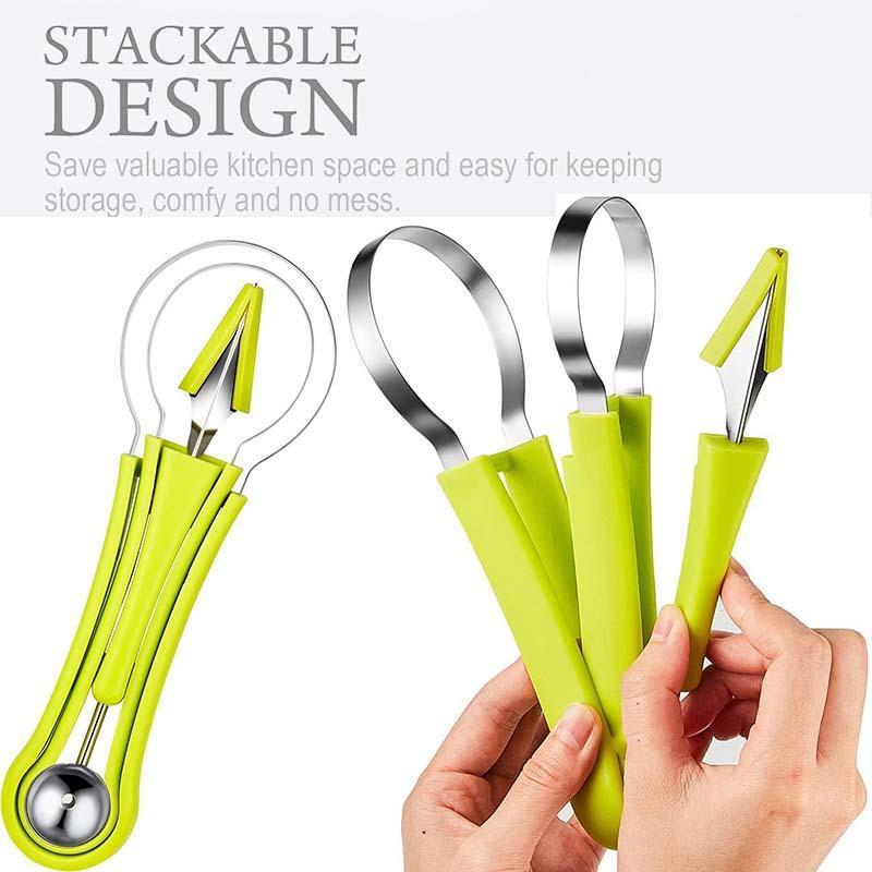 4 In 1 Watermelon Slicer Cutter Scoop Fruit Carving Knife Cutter Fruit Platter Fruit Dig Pulp Separator Kitchen Gadgets Acces