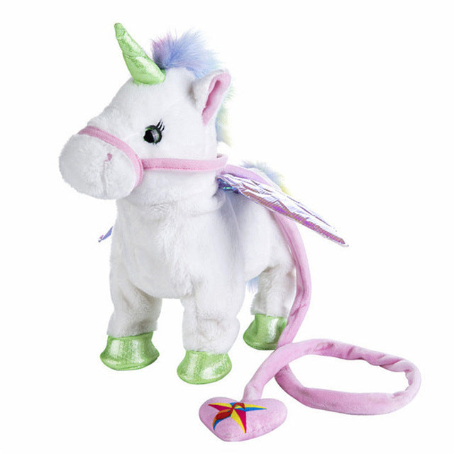 Funny 35cm Electric Walking Unicorn Plush Toy Stuffed Animal Toy Electronic Music Unicorn Toys for Children Christmas Gifts