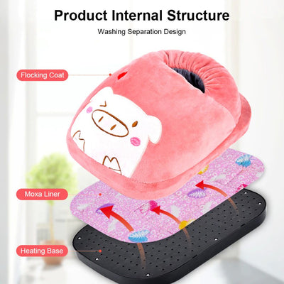 220V Electric Foot Warmer Cute Heated Foot Warmer Washable Plush Heated Pad Temperature Control Winter Warming Products