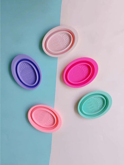 1pc Silicone Makeup Brush Folding Scrubbing Bowl 6 Colors Solid Color Pad Soft Make Up Cleaning Tools Plate Beauty Clean Board