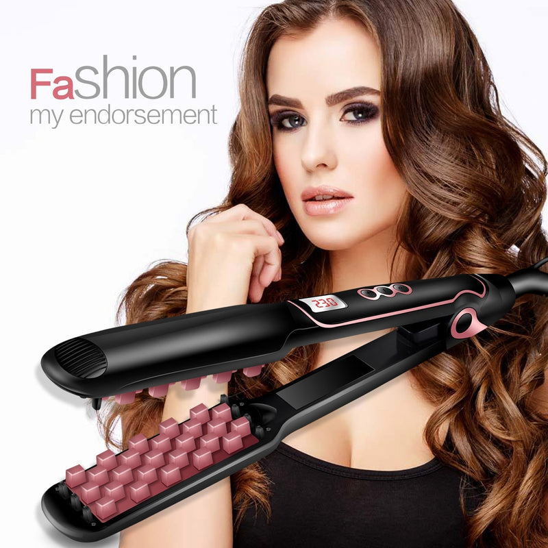 2 in 1 Hair Straightener Hot Comb Hair Volumizing Iron Hair Straightener Brush Comb Crimper Waves Corn Brushes