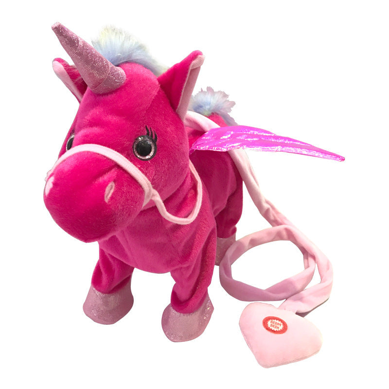 Funny 35cm Electric Walking Unicorn Plush Toy Stuffed Animal Toy Electronic Music Unicorn Toys for Children Christmas Gifts