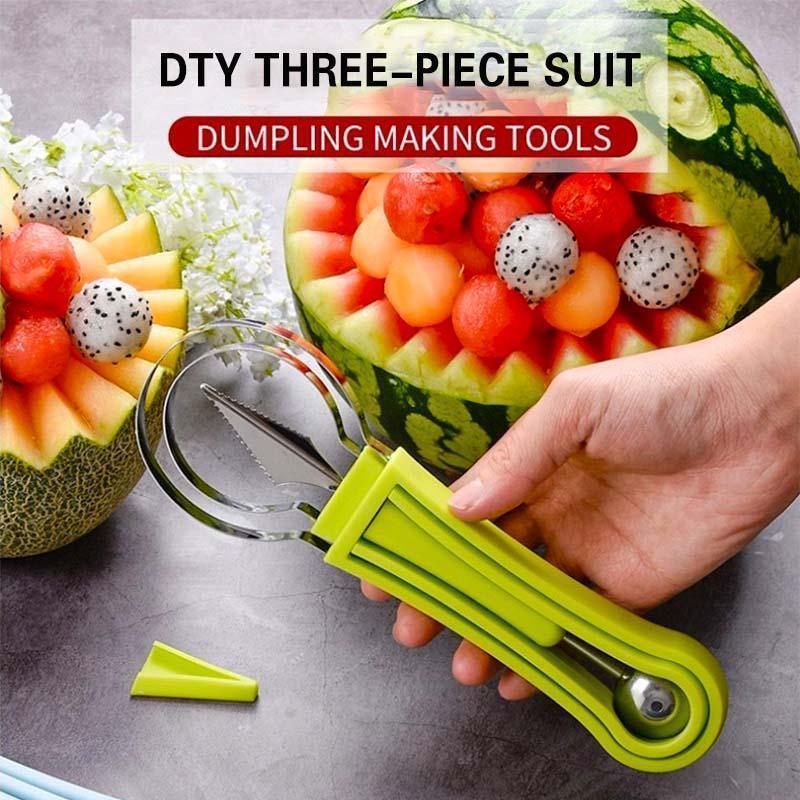 4 In 1 Watermelon Slicer Cutter Scoop Fruit Carving Knife Cutter Fruit Platter Fruit Dig Pulp Separator Kitchen Gadgets Acces