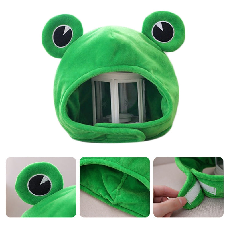 Novelty Funny Big Frog Eyes Cute Cartoon Plush Hat Toy Green Full Headgear Cap Cosplay