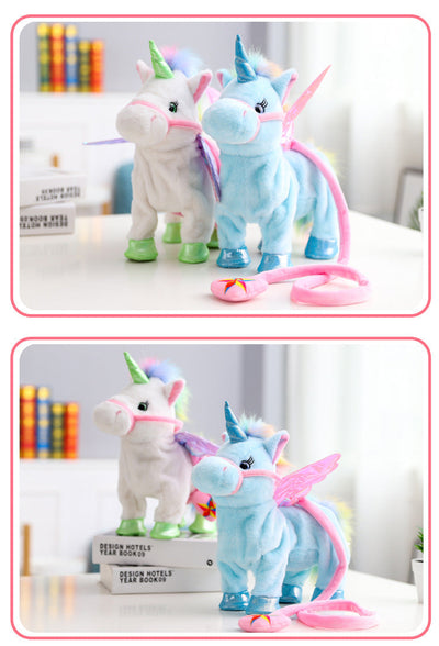 Funny 35cm Electric Walking Unicorn Plush Toy Stuffed Animal Toy Electronic Music Unicorn Toys for Children Christmas Gifts