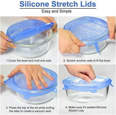 6pcs Silicone Cover Stretch Lids Reusable Airtight Food Wrap Covers Keeping Fresh Seal Bowl Stretchy Wrap Cover Kitchen Cookware