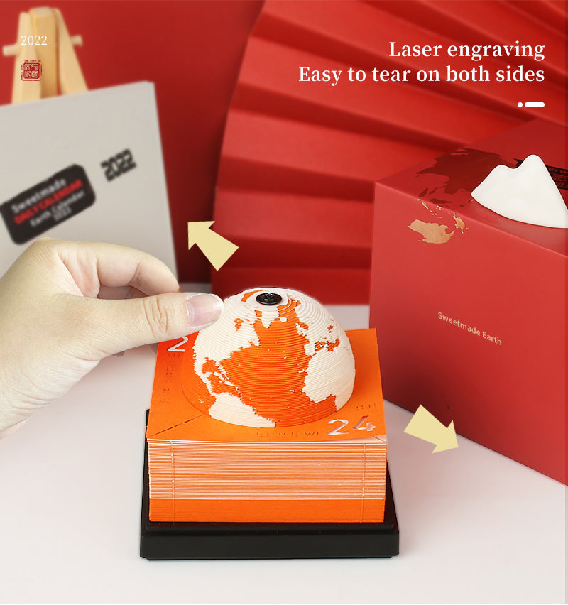 Block Earth Calendar 3D Memo Pad Earth Model Globe Notepad Cubes Miniature Christmas Gifts For New Year 2022 Souvenirs