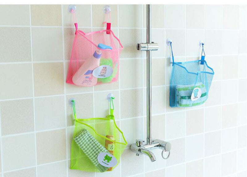 Bath Time Tidy Storage Toy Suction Cup Bag Mesh Bathroom Organiser Net+