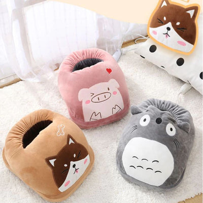 220V Electric Foot Warmer Cute Heated Foot Warmer Washable Plush Heated Pad Temperature Control Winter Warming Products