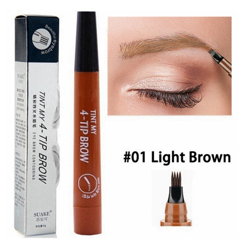 4 Points Eyebrow Pen 5 Colors Liquid Brow Pencil Dark Brown Microblading Eyebrow Pencil Waterproof Eyebrow Tattoo Pen Cosmetic