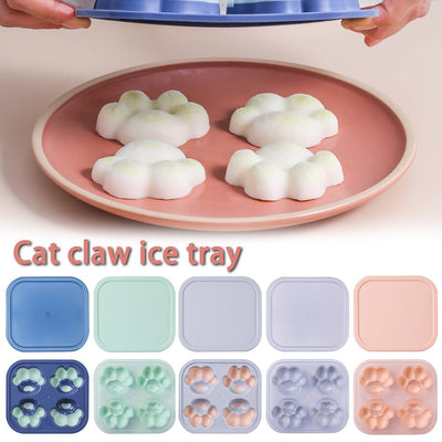 Silicone Ice Box Cat paw Ice Cube Mould Home Frozens Ice Tray Refrigerator Plastic Ice Hockey with Lid DIY Food Supplement Box