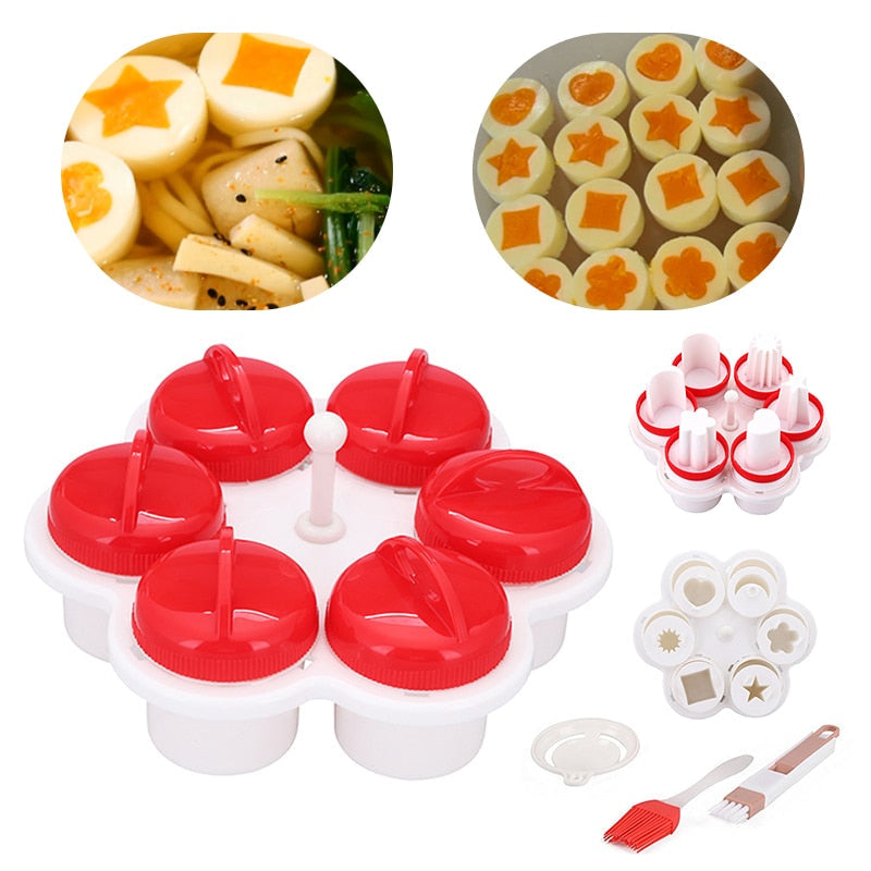 Egg Cooker Kitchen Cooking Supplies Fancy Shape Egg Poacher Container Food Grade Silicone Egg Boiler Egg Mold Form With Lid