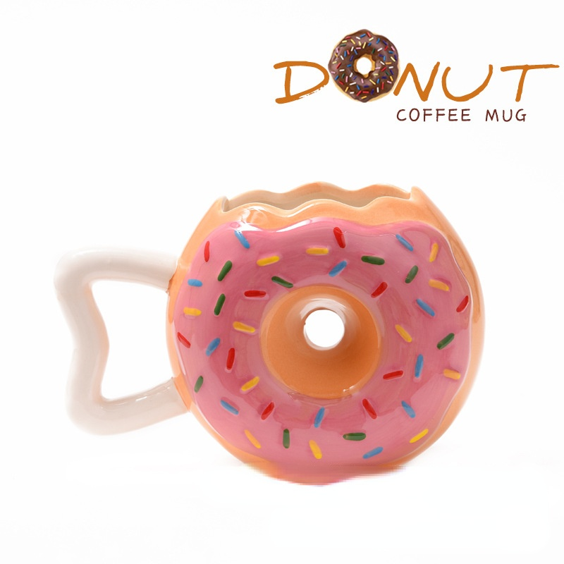300mlDonuts shaped ceramic cups with handles, milk, fun breakfast for children, Christmas gifts for girls
