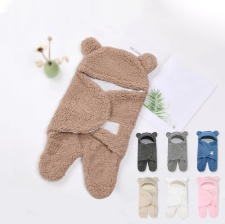 Baby Plush Sleeping Bag Newborn Cute Soft Sleeping Wrap Swaddle Baby Cute Receiving Blanket Sleeping Bag Sleep Sack (0-6 Month)