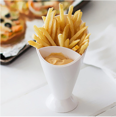 Fries Shelf Holder Assorted Sauce Chips Dip Snack Cone Two Cup-mouth Tableware