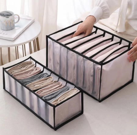 Grid Jeans Storage Box Closet Organizer Home Separation Bra Leggings Clothes Storage Case Drawer Wardrobe Divided Storage Bags