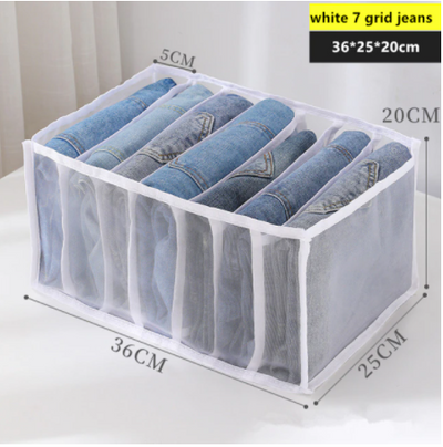 Grid Jeans Storage Box Closet Organizer Home Separation Bra Leggings Clothes Storage Case Drawer Wardrobe Divided Storage Bags