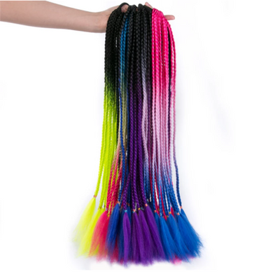 Ponytail Hairpiece With Rubber band hair ring  24 inch crochet braid Synthetic Hair Ponytail Hair Extension Pink,Rainbow