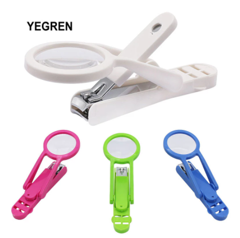 Portable Nail Clipper with Magnifying Glass Flip Magnifier Fingernail Cutter for Baby Old Man Finger Toe Manicure Pedicure Tool