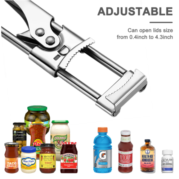 Adjustable Multi-Function Bottle Cap Opener Stainless Steel Lids Off Jar Opener Labor-Saving Screw Can Opener