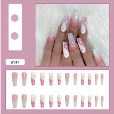 24pcs/Box Long Coffin False Nails with Dragon Pattern Design Ballerina Manicure Patches Press On Nails Full Cover Nail Tips