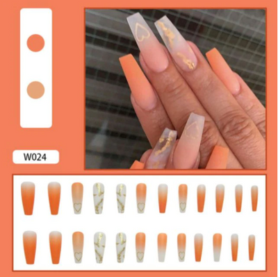 24pcs/Box Long Coffin False Nails with Dragon Pattern Design Ballerina Manicure Patches Press On Nails Full Cover Nail Tips