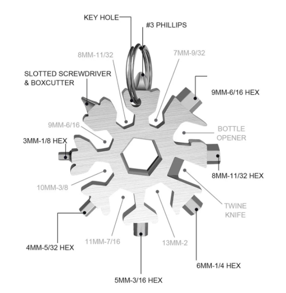 18 in 1 Snowflake Spanner Multifunction tool