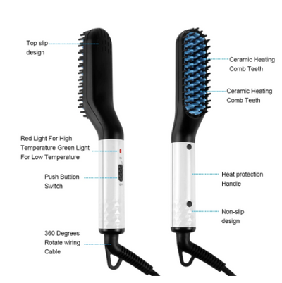 Electric 2 Modes Beard Straightener Multifunctional Hair Comb Curling Irons