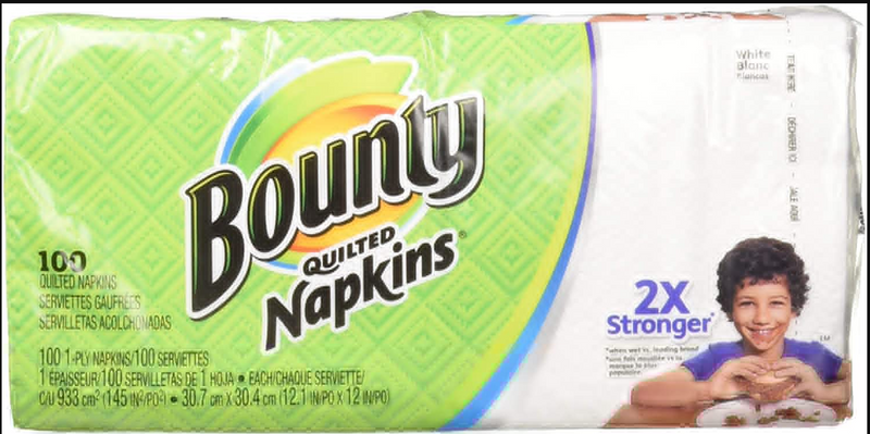 Bounty Quilted Napkins, White, 100 Count (Pack of 3)