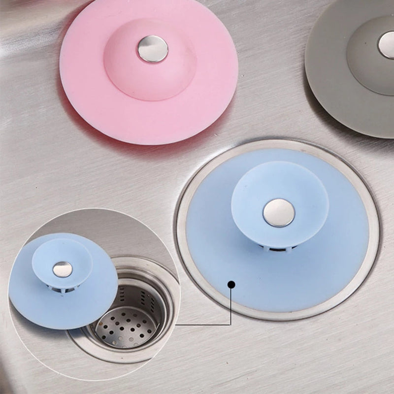 Kitchen Sink Strainer Silicone Bathtub Stopper Leakage-proof Drain Cover Hair Stopper Tub Flat Plug Stopper Bathroom Accesories