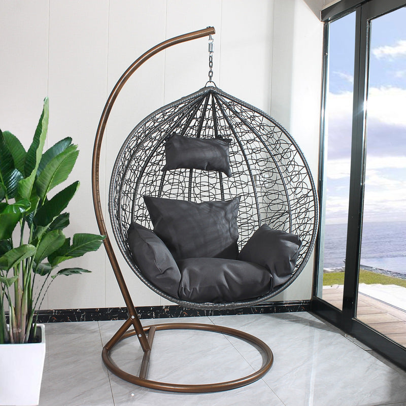 Egg Chair Grey Basket & Black Cushion