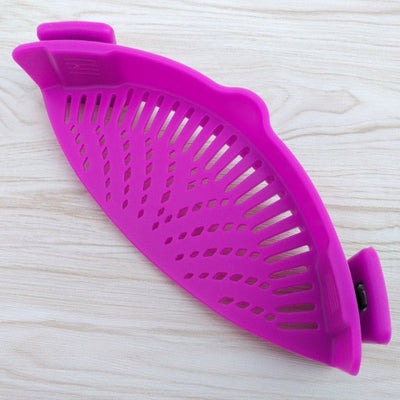 Fashion New Kitchen Extras Silicone No-hands No-Fuss Clip-On Snap Strainer Clip Colander